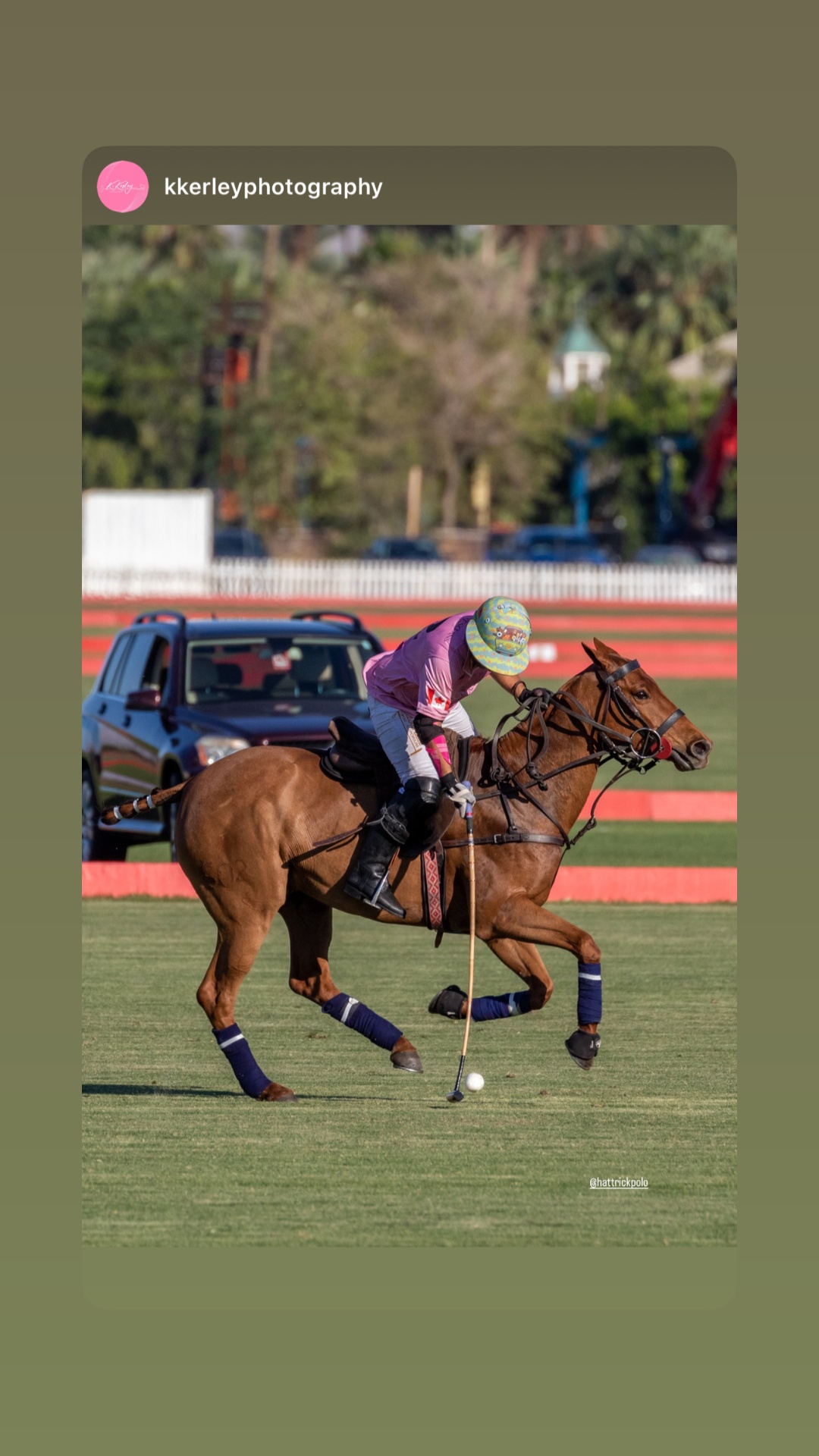 Jared Sheldon lining up a polo shot at speed