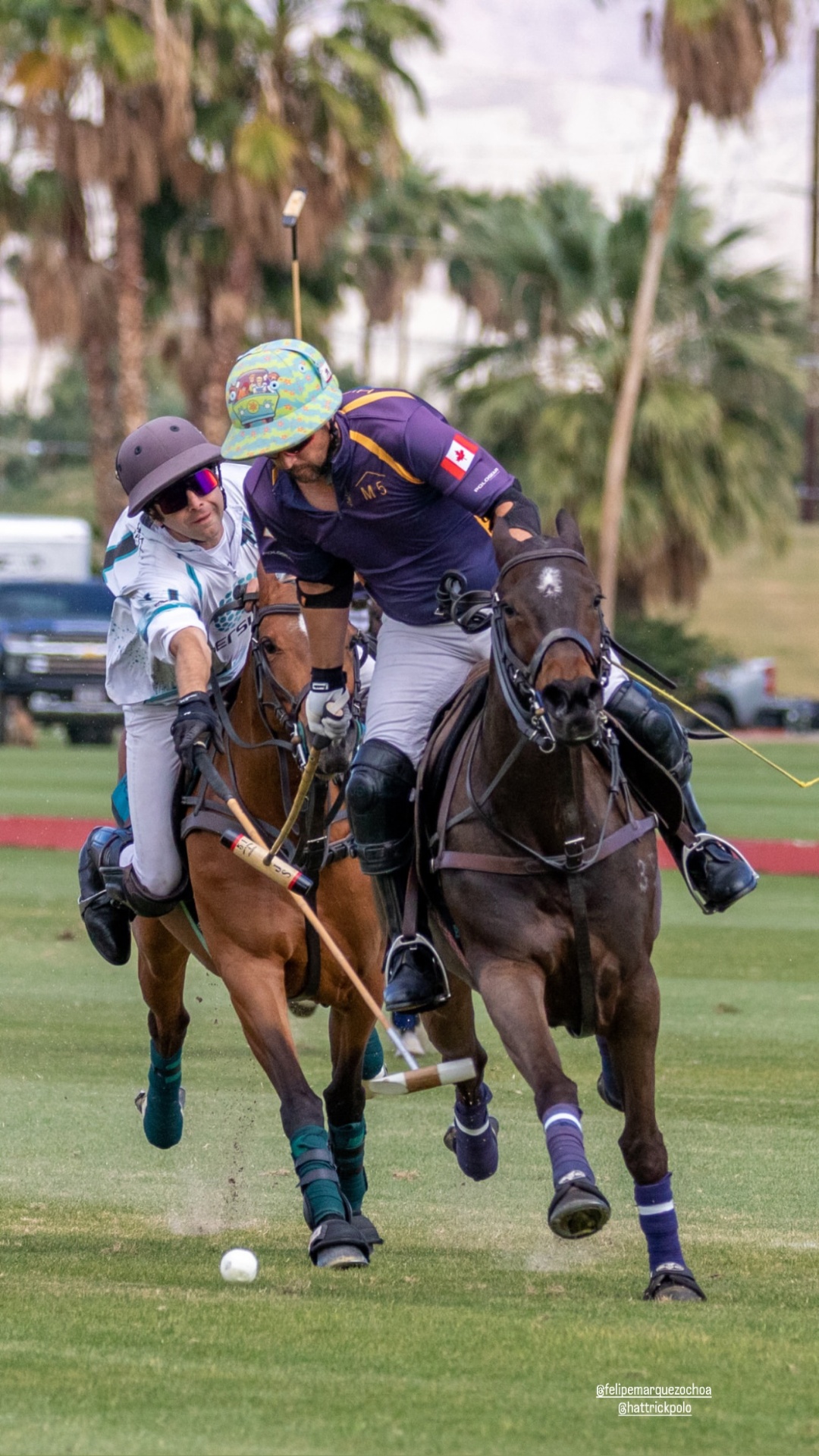 Jared Sheldon competing for possession during a polo match