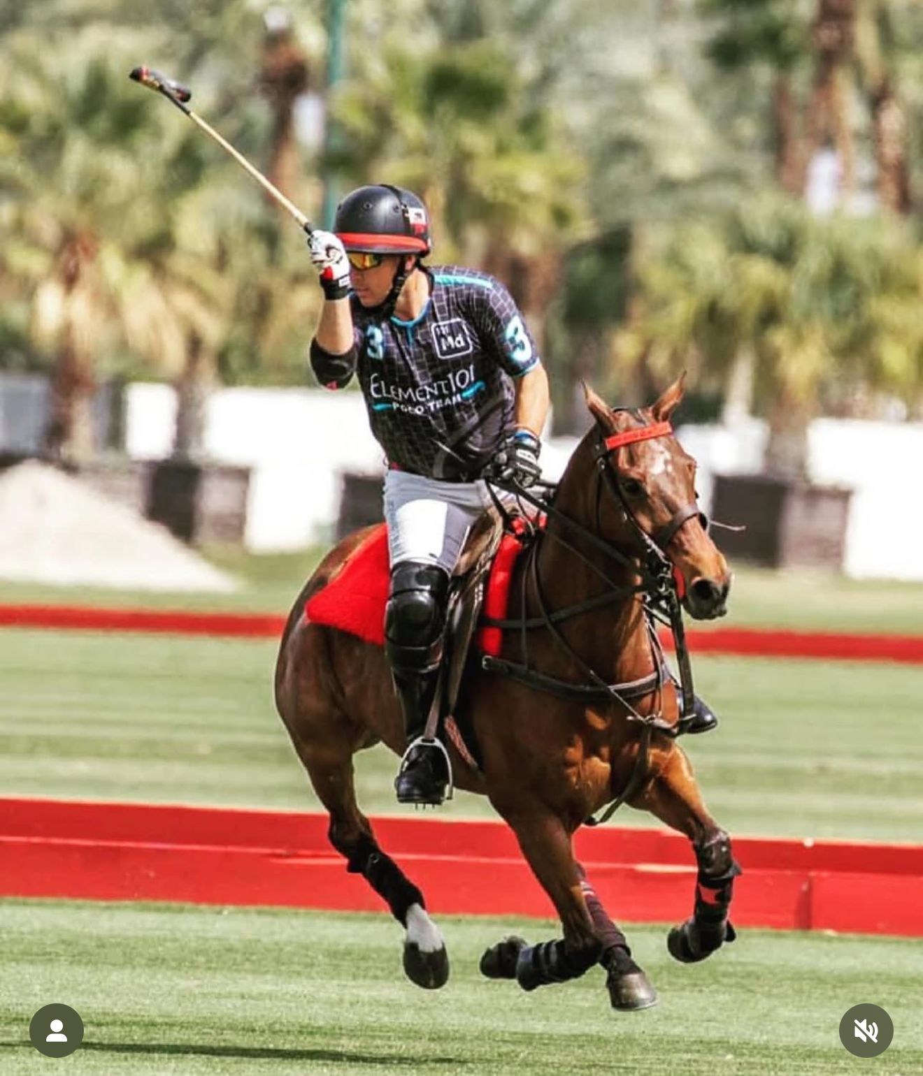 Jared Sheldon following through on a polo shot